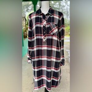 Black and red plaid JJill shirt dress MP